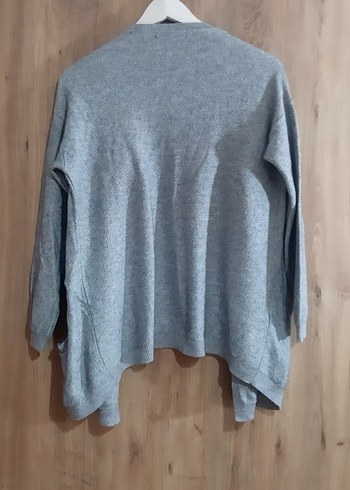 Gri Salaş Kadın Hırka, Midi, Uzun Kollu - Görsel 3