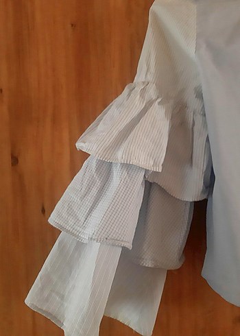 Beyaz Volanlı Mini Kadın Bluz - Görsel 4