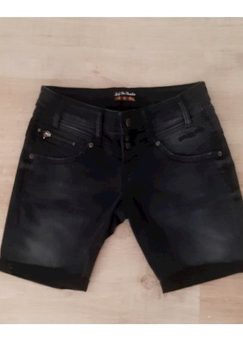 Siyah Düğmeli Mini Denim Şort