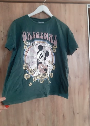 Yeşil Mickey Mouse Baskılı Tişört