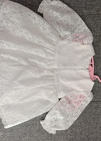 6-9 Ay Beden beyaz Renk Bebek Abiye - Yenidoğan Elbise
