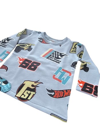 Erkek Çocuk Renkli Baskılı Mavi Sweatshirt - Görsel 4