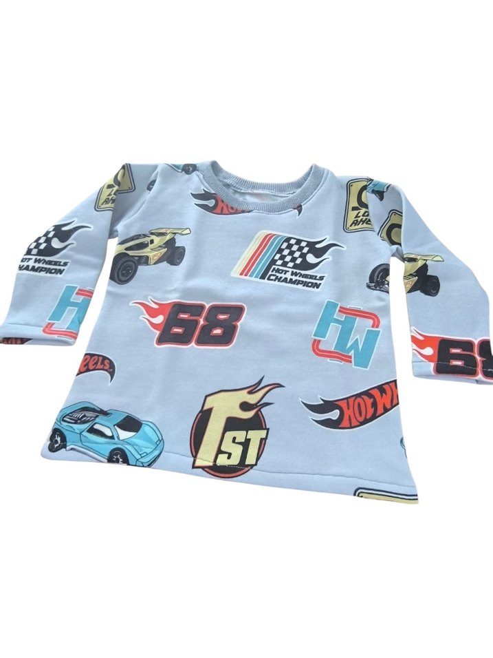 Erkek Çocuk Renkli Baskılı Mavi Sweatshirt - Görsel 2