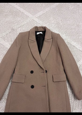 Düğmeli Camel Kadın Kaban - Görsel 2