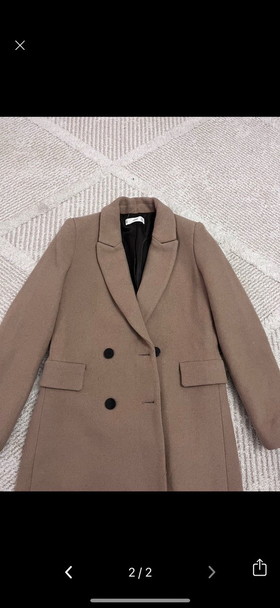 Düğmeli Camel Kadın Kaban - Görsel 2