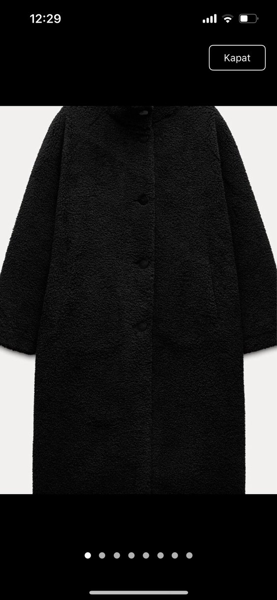 Siyah Yünlü Uzun Kaban - Görsel 2