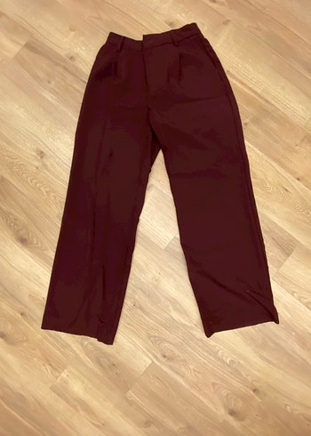 Stradivarius Bordo Yuksek Bel Duz Paca Kumas Pantolon