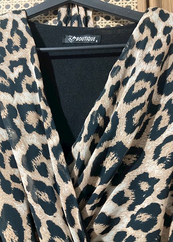 Zara Leopar Desenli Uzun Kollu Bohem Elbise