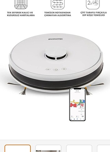 Homend Alex Laser 1281h Moplu ve Haritalamalı Beyaz 2in1 Robot S