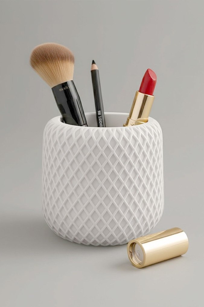 Beyaz Gri Dokulu Seramik Vazo - Görsel 3