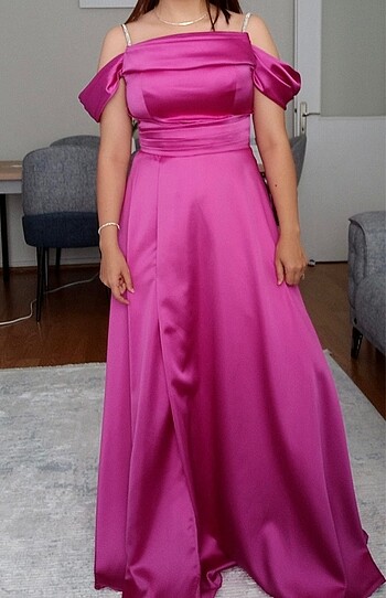 Magenta/pembe abiye elbise