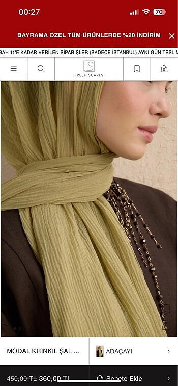 Fresh scarfs kırınkıl şal