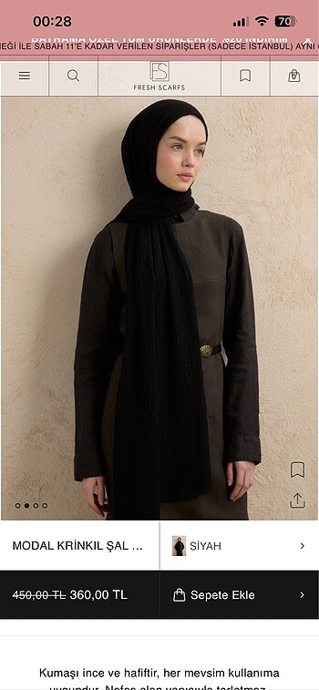Fresh scarf kırınkıl şal