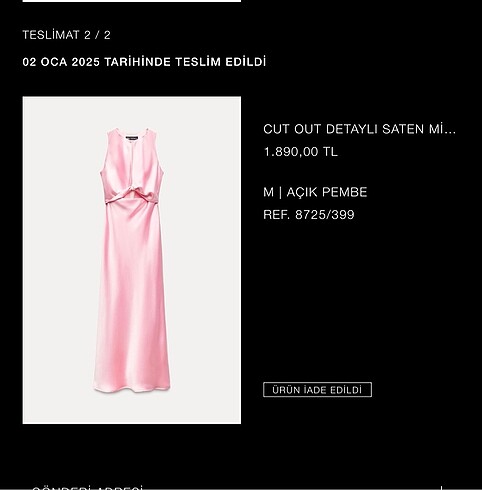 Zara saten elbise