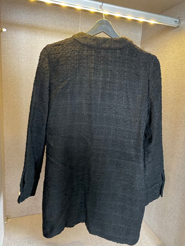 Düğmeli Midi Gri Keten Kadın Ceket - Görsel 3