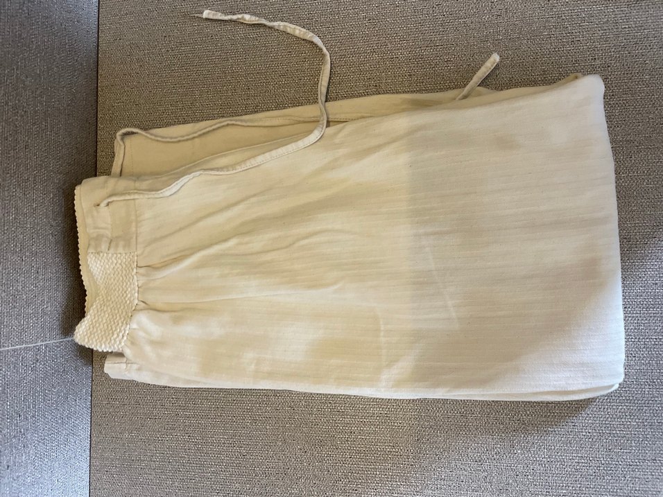 Alt üst Takım Düğmeli Krem Keten Kadın gömlek / Pantolon - Görsel 3