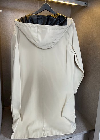 Kadın krem Midi Yağmurluk Düğmeli Cepli - Görsel 2