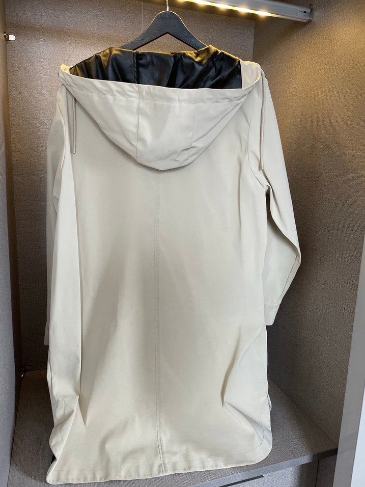 Kadın krem Midi Yağmurluk Düğmeli Cepli - Görsel 2