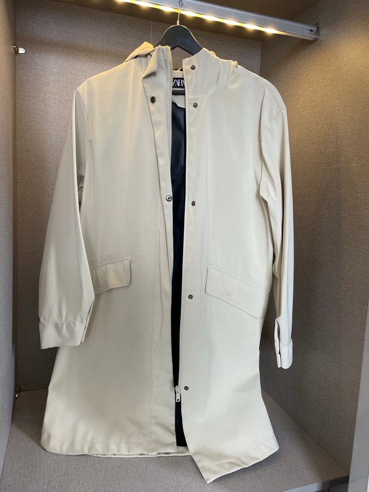 Kadın krem Midi Yağmurluk Düğmeli Cepli - Görsel 3