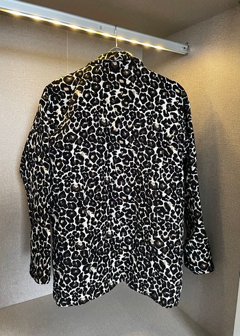 Siyah Kahverengi Leopar Desenli Midi Kadın Kaban - Görsel 2