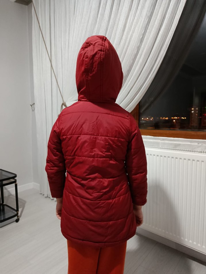 Koyu Kırmızı Erkek Çocuk Kabartmalı Mont - Görsel 3