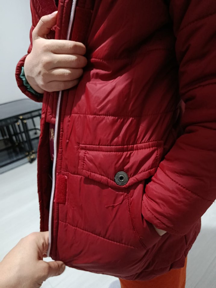 Koyu Kırmızı Erkek Çocuk Kabartmalı Mont - Görsel 4