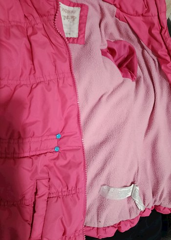 Kapüşonlu Pembe Kız Çocuk Puff Mont - Görsel 4