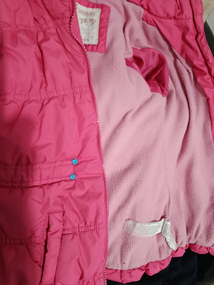 Kapüşonlu Pembe Kız Çocuk Puff Mont - Görsel 4