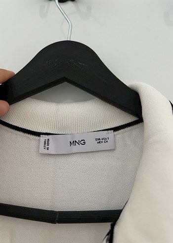s Beden beyaz Renk Mango Kadın Beyaz Mini Fitilli Tişört