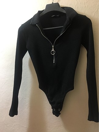 Füme Rengi Fermuarlı Body