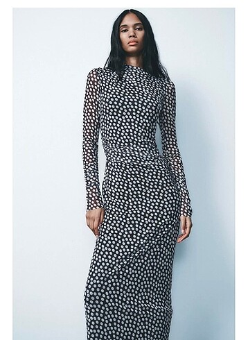 Zara Drapeli Tül Elbise