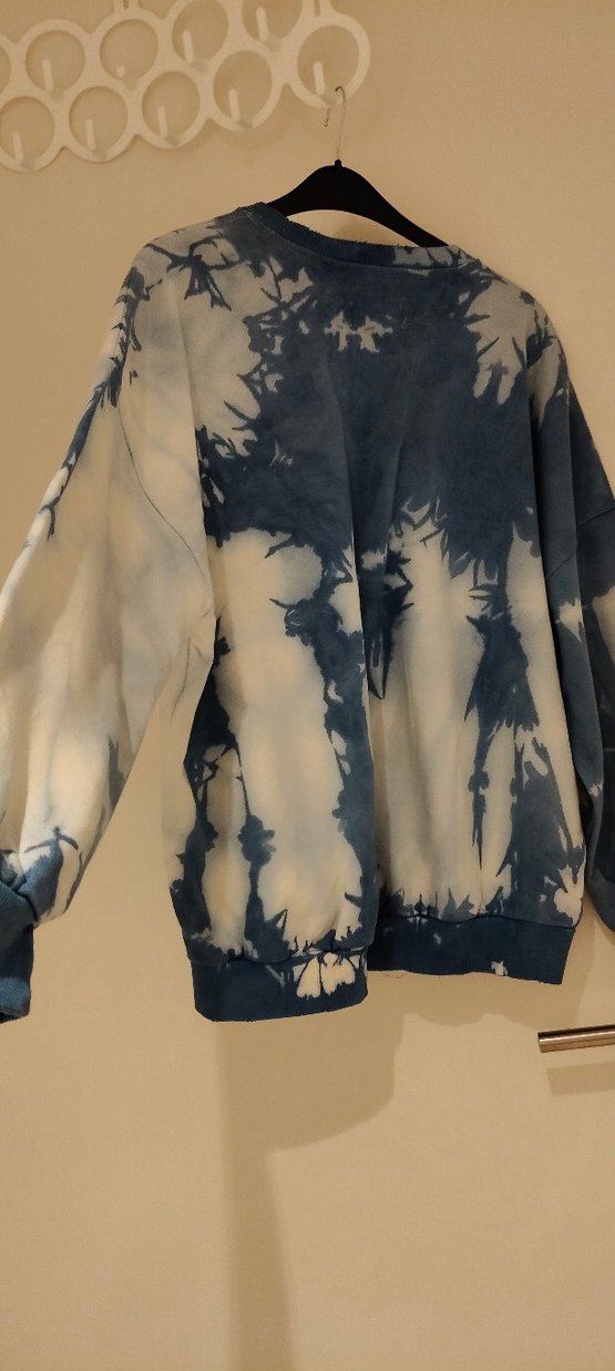 berchka Kadın Mavi Gri Batik Desenli Oversize Sweatshirt - Görsel 2