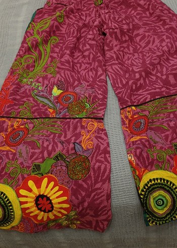 Renkli Bohem Düğmeli Uzun Kadın Pantolon - Görsel 3