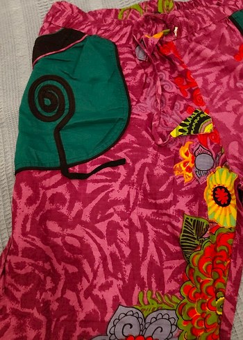 Renkli Bohem Düğmeli Uzun Kadın Pantolon - Görsel 2