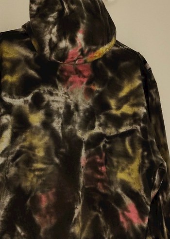 BY Mac Quinn erkek Kapüşonlu Batik Desen Salaş Sweatshirt - Görsel 2