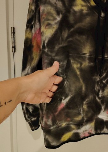 BY Mac Quinn erkek Kapüşonlu Batik Desen Salaş Sweatshirt - Görsel 6