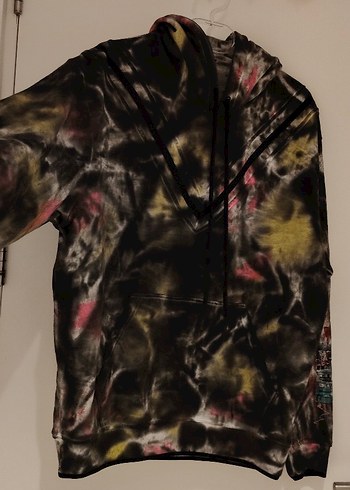 BY Mac Quinn erkek Kapüşonlu Batik Desen Salaş Sweatshirt - Görsel 4