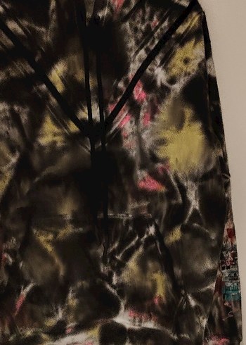 BY Mac Quinn erkek Kapüşonlu Batik Desen Salaş Sweatshirt - Görsel 5