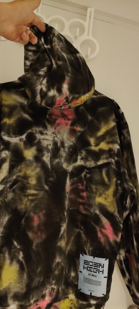 BY Mac Quinn erkek Kapüşonlu Batik Desen Salaş Sweatshirt - Görsel 2