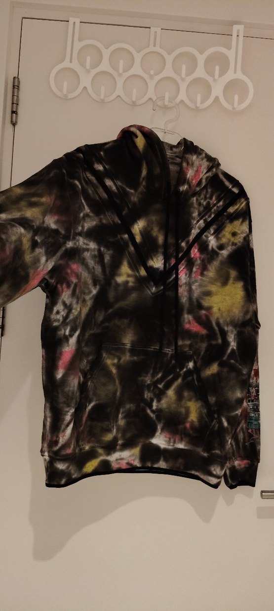 BY Mac Quinn erkek Kapüşonlu Batik Desen Salaş Sweatshirt - Görsel 4