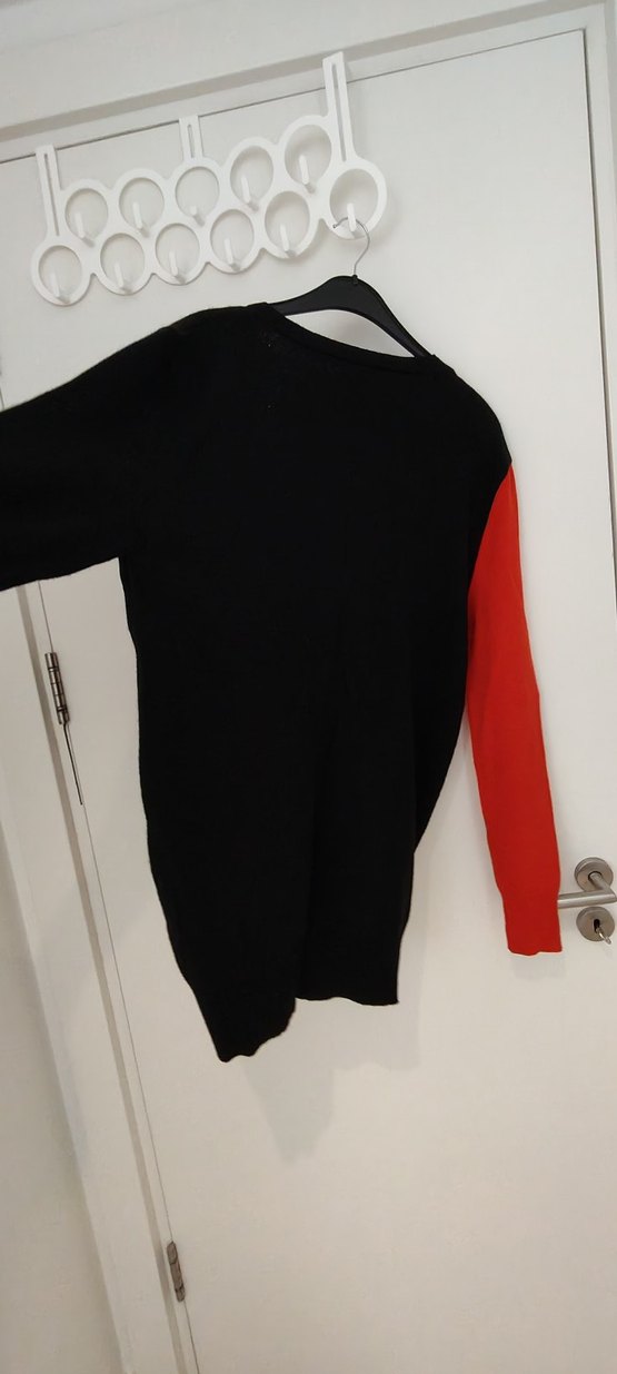 Benetton Düğmeli Kırmızı Siyah Kadın Hırka - Görsel 4