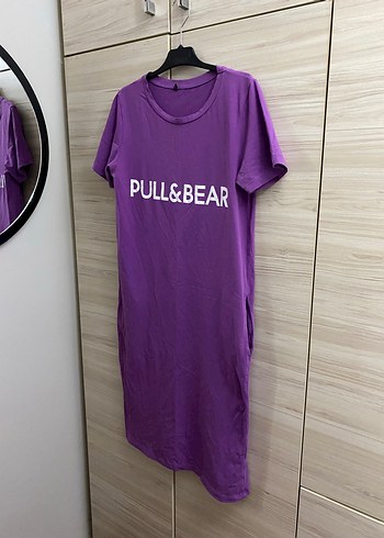Pull and Bear Pull Bear Mor Uzun Tisort Elbise