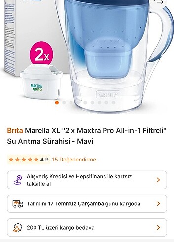 Brita sürahi 4 tane filtresi mevcut 
