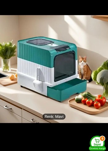  Mavi Kapaklı Kedi Tuvalet Kutusu