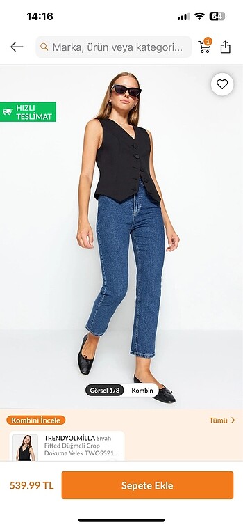 Trendyol Milla koyu mavi yüksek bel Comfort Straight jeans