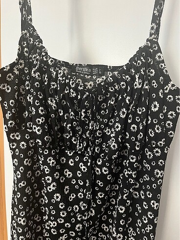 l Beden siyah Renk Bershka MIDI boy yırtmaçlı askılı elbise