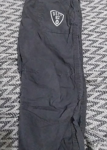 Erkek Çocuk Gri Bol Kesim Kemerli Keten Pantolon - Görsel 2