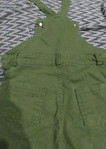 Kız Çocuk Haki Düğmeli Tulum - Görsel 5