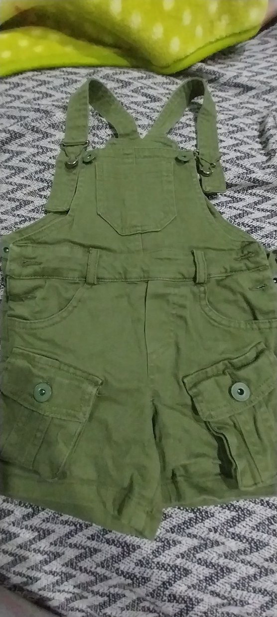 Kız Çocuk Haki Düğmeli Tulum - Görsel 2