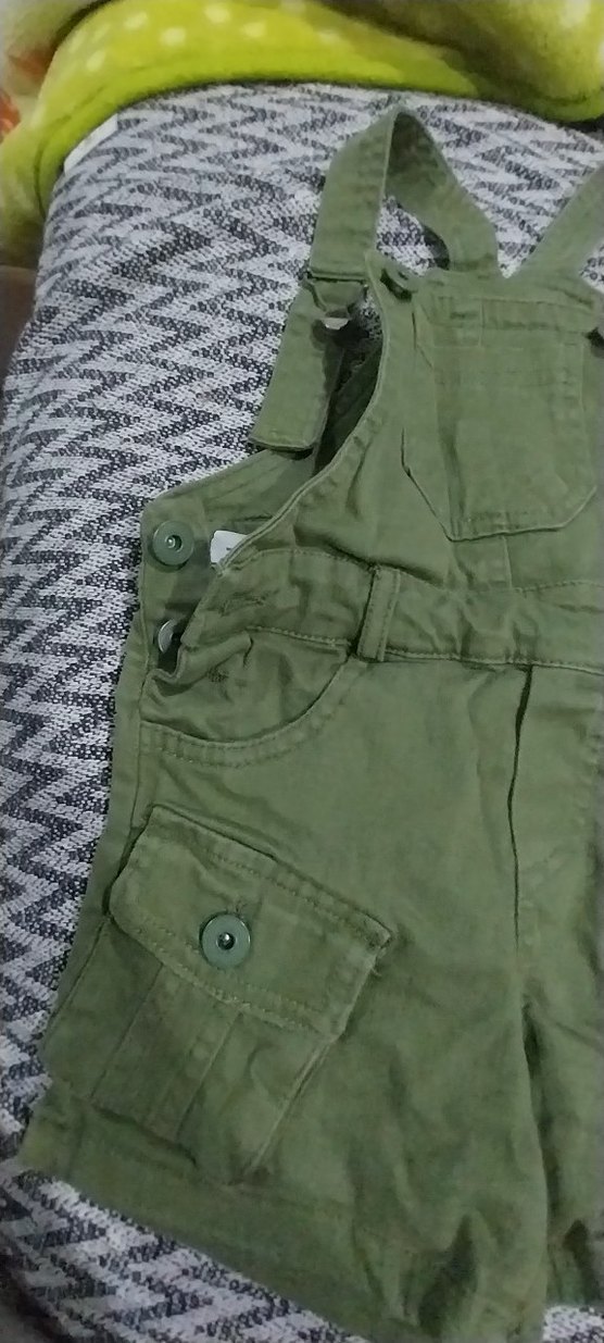 Kız Çocuk Haki Düğmeli Tulum - Görsel 3